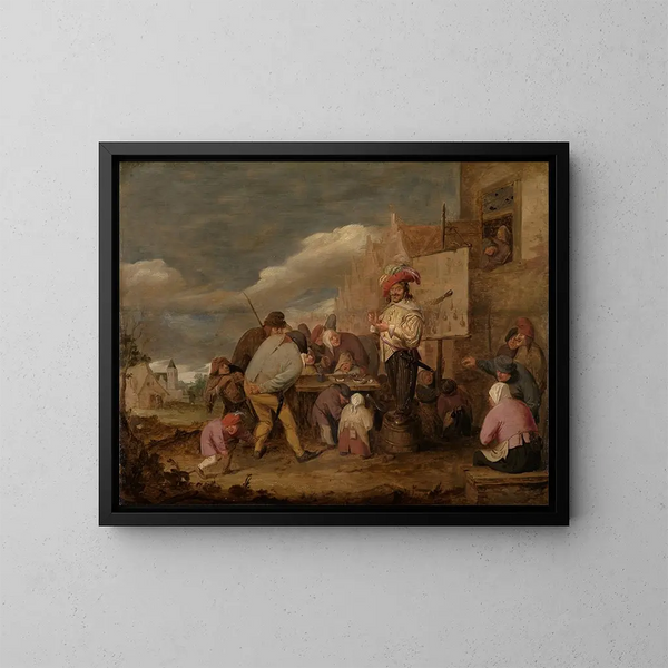 Le médecin charlatan - Adriaen Brouwer — kehystetty taideteos seinällä