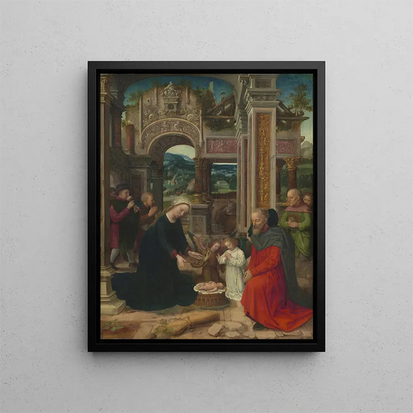L'Adoration des bergers - Adriaen Isenbrandt — kehystetty taideteos seinällä