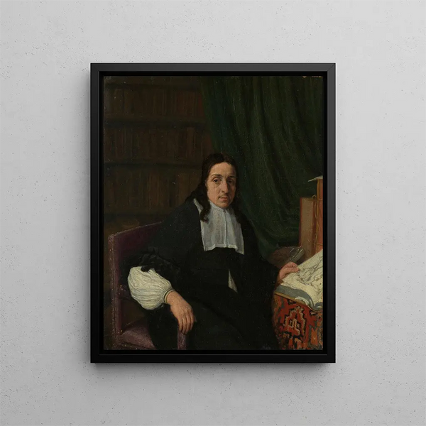 Portrait d'un collectionneur, peut-être Constantijn Sennepart 1625-1703 - Adriaen van Ostade — kehystetty taideteos seinällä