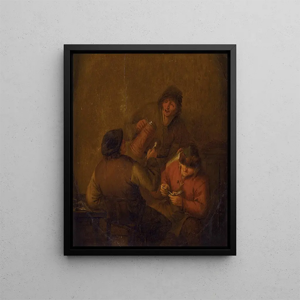 Taverna-tilanteesta - Adriaen van Ostade — kehystetty taideteos seinällä