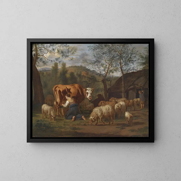 La laitière - Adriaen van de Velde — kehystetty taideteos seinällä