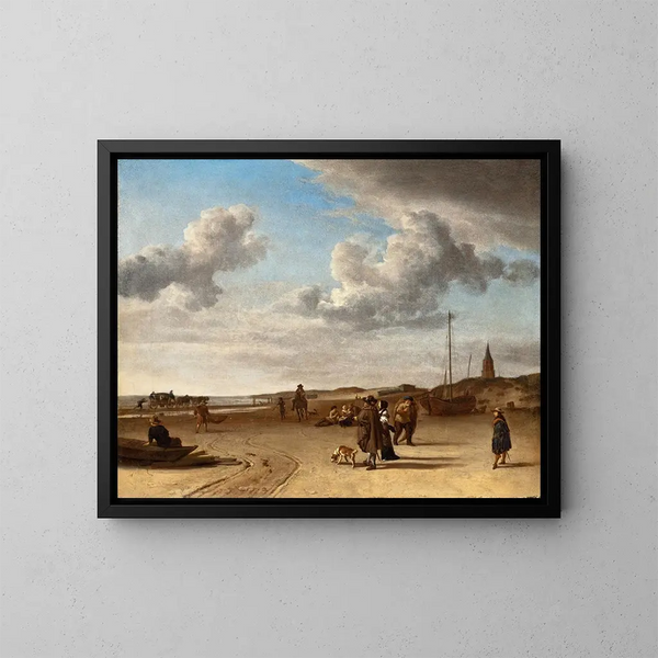 La Plage de Scheveningen - Adriaen van de Velde — kehystetty taideteos seinällä
