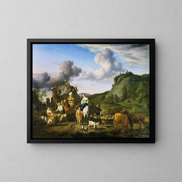La Migration de Jacob - Adriaen van de Velde — kehystetty taideteos seinällä