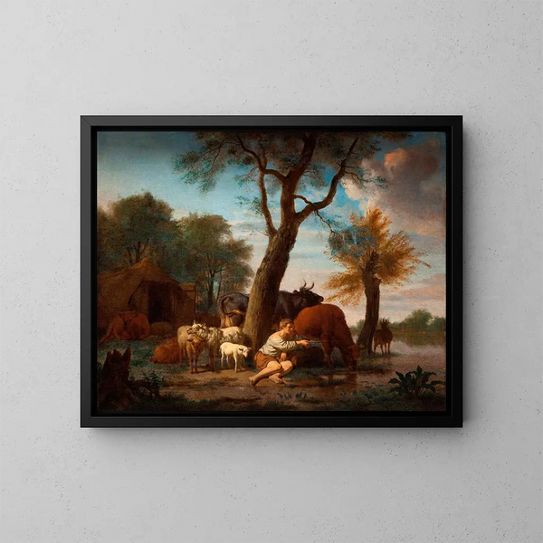 Kalastaja - Adriaen van de Velde — kehystetty taideteos seinällä
