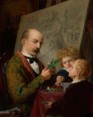 Adrian Gbocki - Artists selfportrait with children.webp