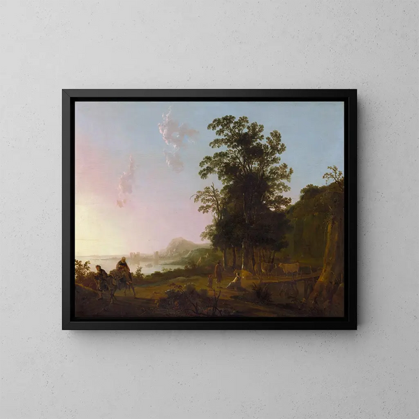 Maisema pakomatkalla Egyptiin - Aelbert Cuyp — kehystetty taideteos seinällä