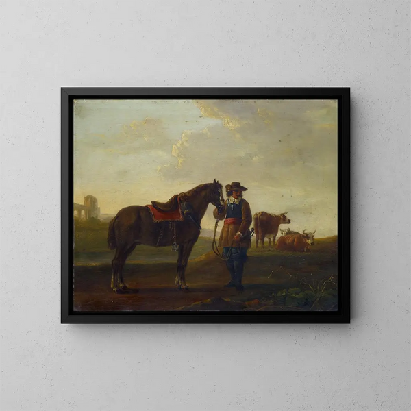 Upseeri hevosen kanssa - Aelbert Cuyp — kehystetty taideteos seinällä