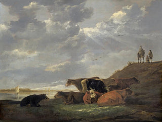 jokilaaksosta ja lehmäistä - Aelbert Cuyp — näkymä teoksesta