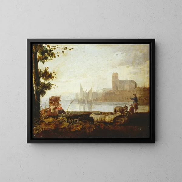 Näkymä Meuse-joella - Aelbert Cuyp — kehystetty taideteos seinällä