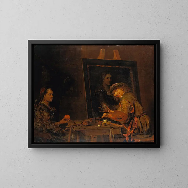 Autoportrait en Zeuxis peignant une vieille femme laide - Aert de Gelder — kehystetty taideteos seinällä