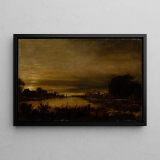 Aert van der Neer - Landscape with Canal at Dusk.webp