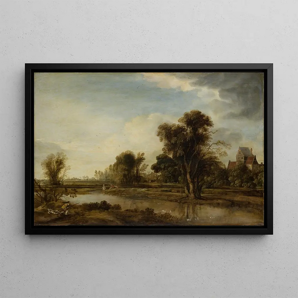Kylänlammi - Aert van der Neer — kehystetty taideteos seinällä