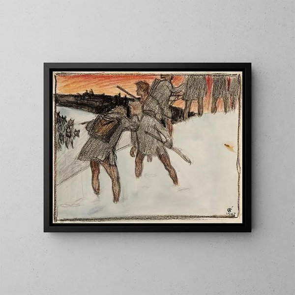 Fuite d'Impivaara - Akseli Gallen-Kallela — kehystetty taideteos seinällä
