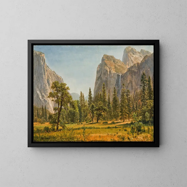 Chutes de Bridalveil, Yosemite-laakso, Kalifornia - Albert Bierstadt — kehystetty taideteos seinällä