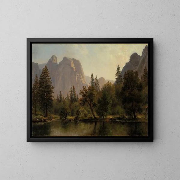 Rochers de la cathédrale, vallée de Yosemite - Albert Bierstadt — kehystetty taideteos seinällä