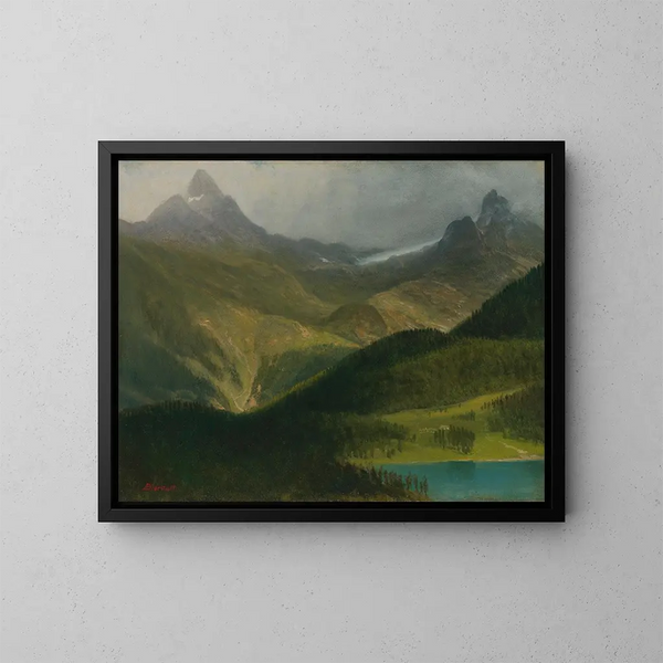 vuoristomaisemasta - Albert Bierstadt — kehystetty taideteos seinällä