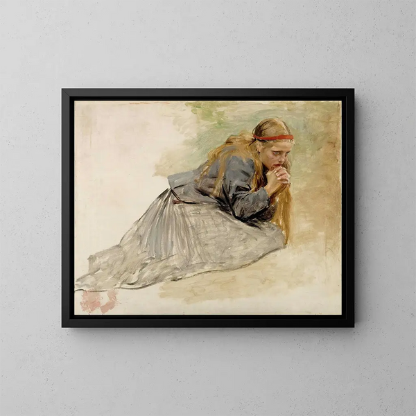 Marie Madeleine polvillaan tutkimus Kristuksesta ja Marie Madeleine - Albert Edelfelt — kehystetty taideteos seinällä