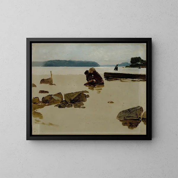 Mer ouverte au large de Haikko, étude pour Garçons jouant sur la plage - Albert Edelfelt — kehystetty taideteos seinällä