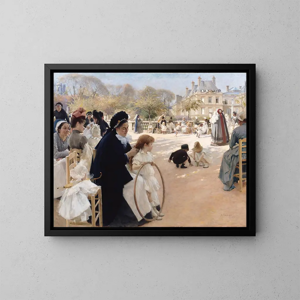 Les jardins du Luxembourg, Paris, 1887 - Albert Edelfelt — kehystetty taideteos seinällä