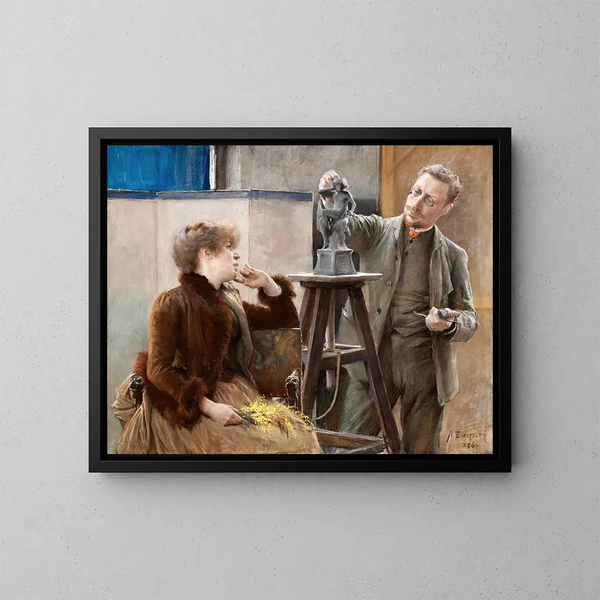 Le skulptori Ville Vallgren ja hänen vaimonsa - Albert Edelfelt — kehystetty taideteos seinällä