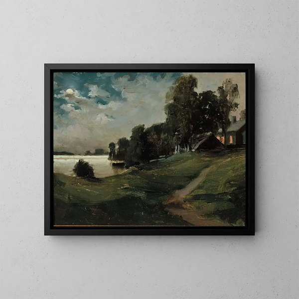 Villa à Haikko au clair de lune - Albert Edelfelt — kehystetty taideteos seinällä