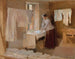 Naisen tutkimus silittävästä pesijöille - Albert Edelfelt — näkymä teoksesta
