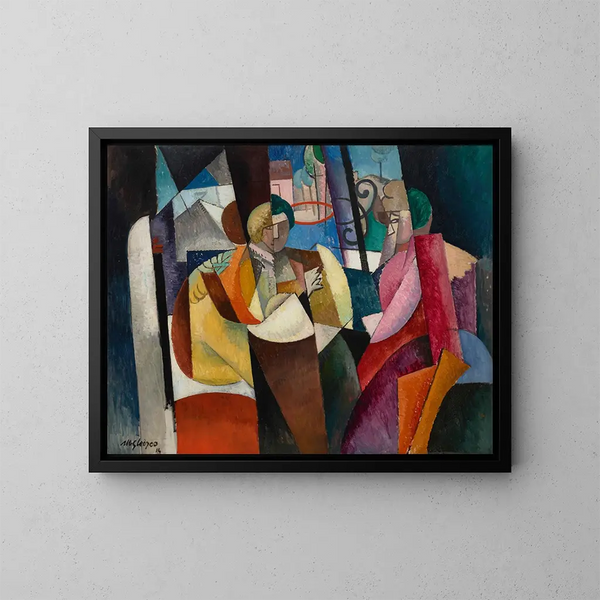 Naiset istumassa ikkunan edessä - Albert Gleizes — kehystetty taideteos seinällä