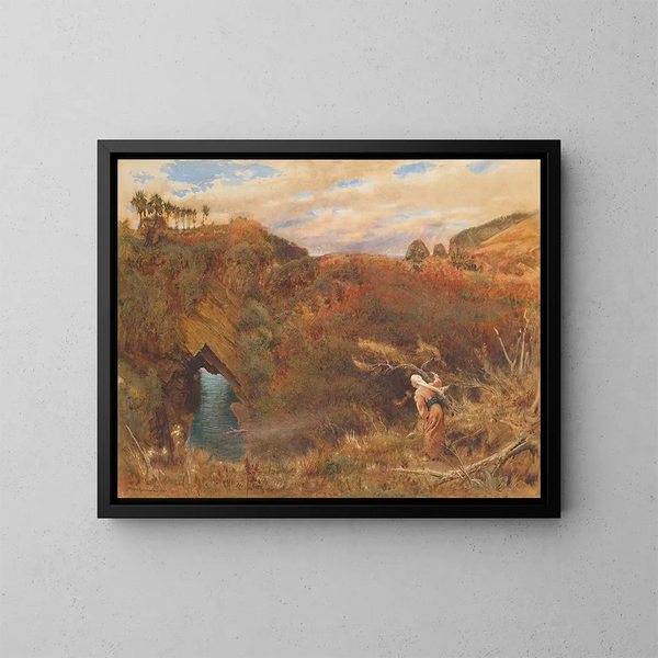 Le prince Camaralzaman observant le voleur du talisman - Albert Goodwin — kehystetty taideteos seinällä