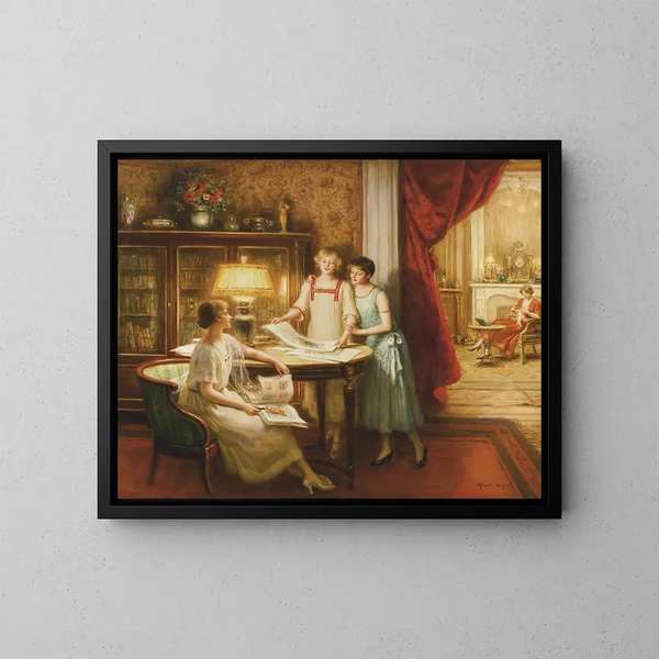 Les amateurs d'estampes - Albert Lynch — kehystetty taideteos seinällä