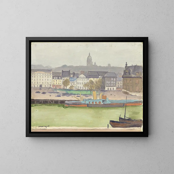 Boulogne-sur-Mer satama ja kaupunki - Albert Marquet — kehystetty taideteos seinällä