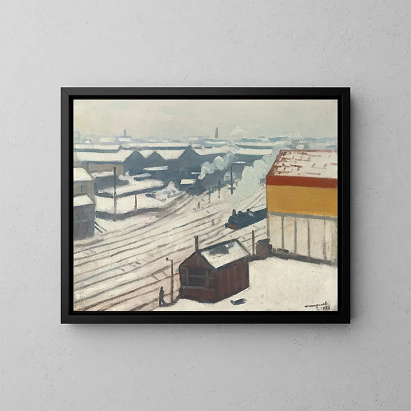 La Gare Montparnasse sous la neige - Albert Marquet — kehystetty taideteos seinällä