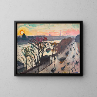 Pariisi, Quai du Louvre, Talven aurinko - Albert Marquet — kehystetty taideteos seinällä
