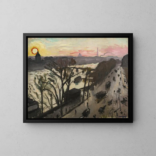 Pariisi, Louvre-joen rannassa, talvisolmu - Albert Marquet — kehystetty taideteos seinällä