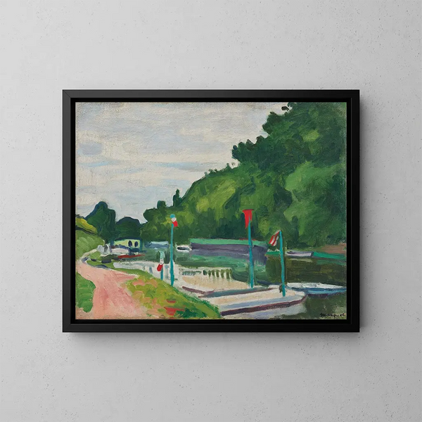 Poissy ja liput - Albert Marquet — kehystetty taideteos seinällä