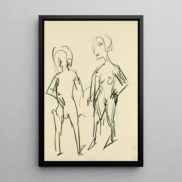 Maalauksen jäljennös Esquisse figurative deux nus - Albert Müller
