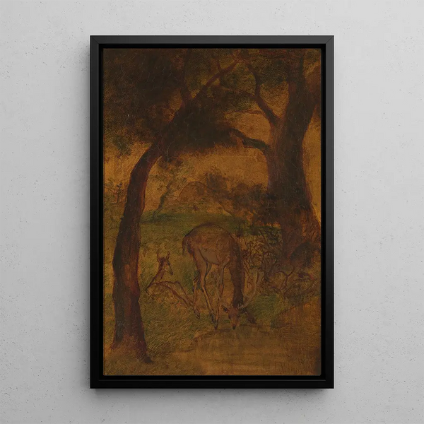 Maalauksen jäljennös Un cerf buvant - Albert Pinkham Ryder