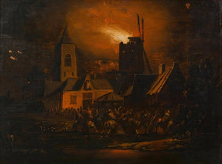 Albert Poel - Brand einer Windmhle Nachtstck.webp