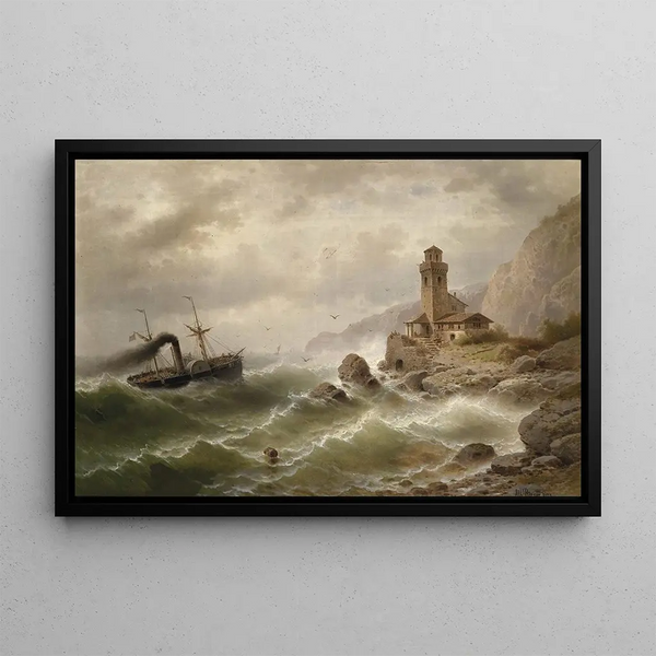 Albert Rieger - Dampfschiff vor der Kste.webp