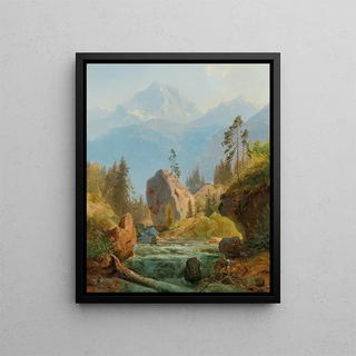 Albert Zimmermann - A Mountain Landscape With Creek.webp