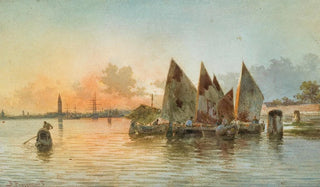 Alberto Prosdocimi - Boats in front of Venice in the background S Giorgio Maggiore.webp