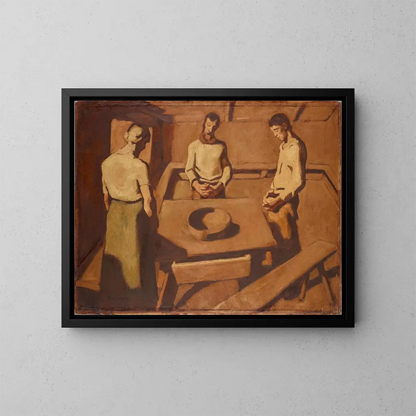 La prière de la table - Albin Egger-Lienz — kehystetty taideteos seinällä