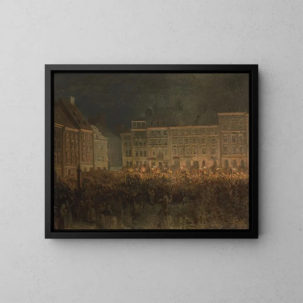 Manifestation patriotique sur la place de la Vieille Ville en 1861 - Aleksander Lesser — kehystetty taideteos seinällä