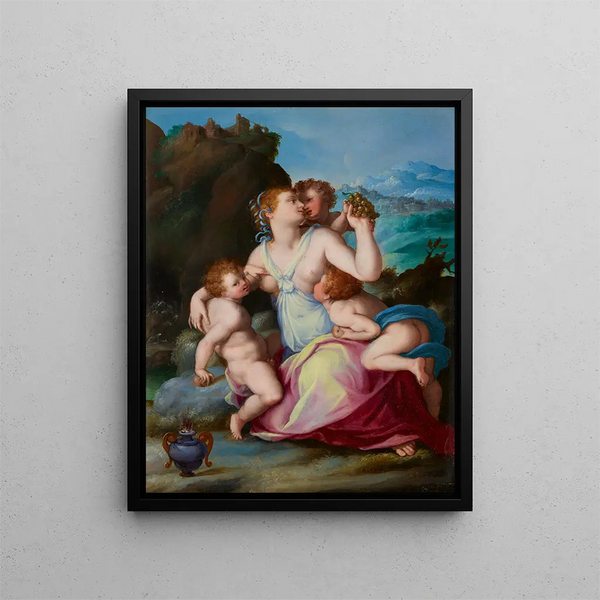 Charité - Alessandro Allori — kehystetty taideteos seinällä