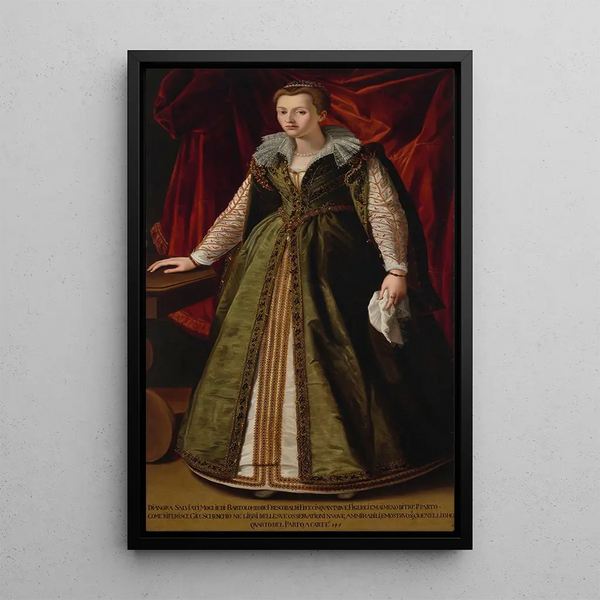 Maalauksen jäljennös Dianora Salviatin marquise Frescobaldin muotokuva - Alessandro Allori