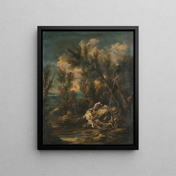 Moines chartreux dans un paysage - Alessandro Magnasco — kehystetty taideteos seinällä
