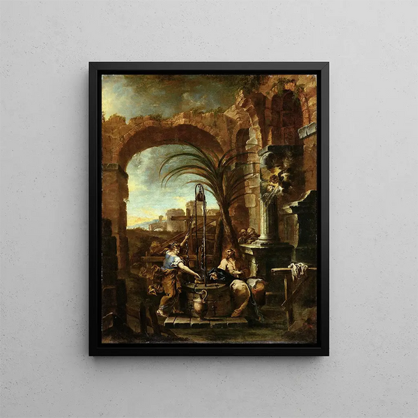 Le Christ et la Samaritaine - Alessandro Magnasco — kehystetty taideteos seinällä
