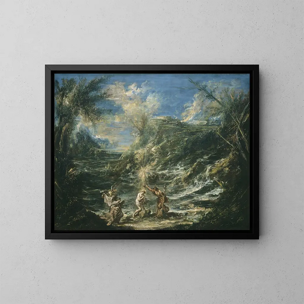 Le Baptême du Christ - Alessandro Magnasco — kehystetty taideteos seinällä