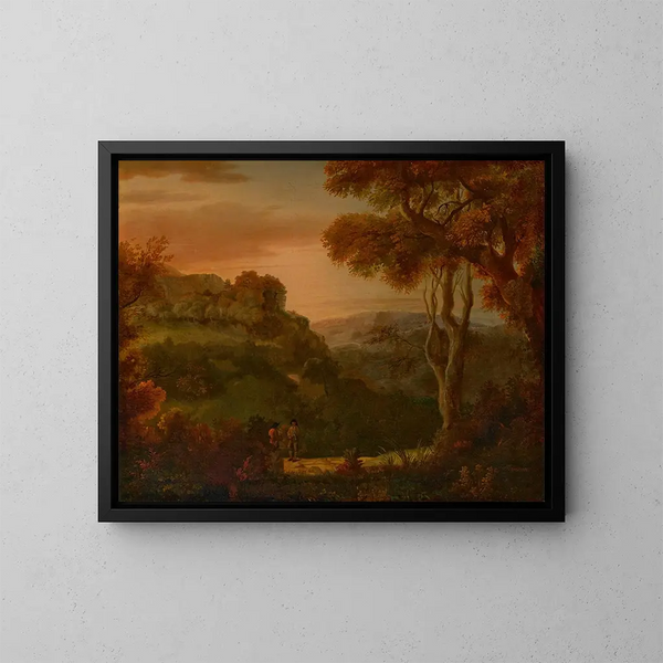 "Une vallée près de Matlock, Derbyshire" - Alexander Cozens — kehystetty taideteos seinällä