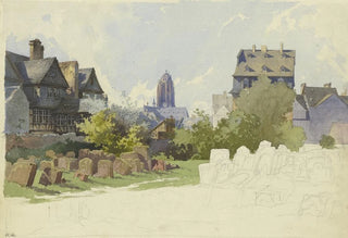 Alexander Gwinner - Blick ber den Jdischen Friedhof Battonnstrae in Frankfurt am Main auf Sankt Bartholomus.webp