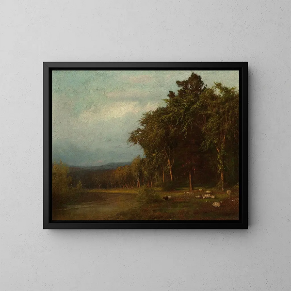 Bétail paissant en fin d'après-midi - Alexander Helwig Wyant — kehystetty taideteos seinällä